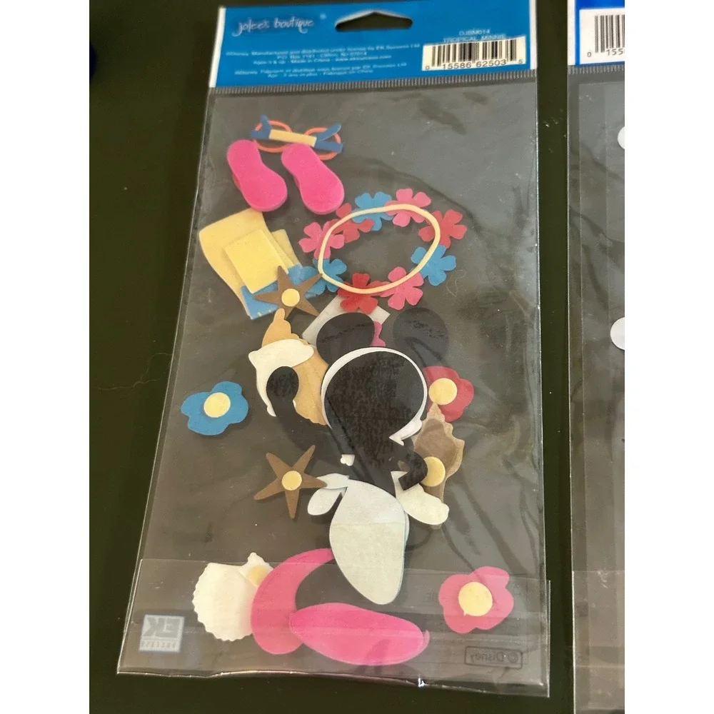 Disney Mickey Minnie Mouse Dimensional Stickers 2 Pk New Tropical Beach 3D Craft